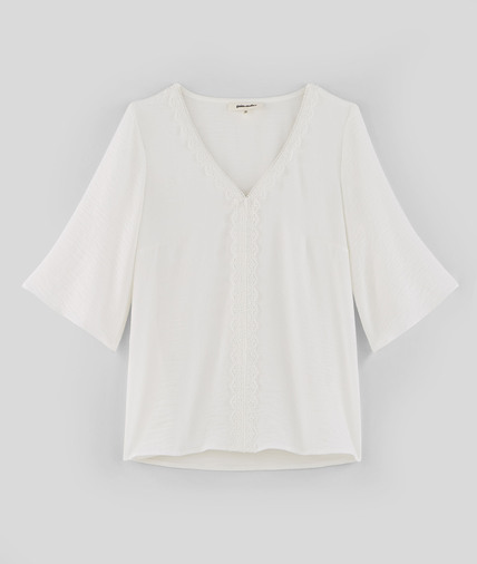 Blouse écrue à dentelle femme ECRU