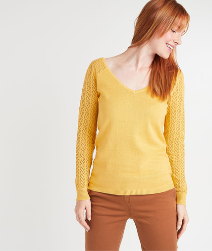 Pull ajouré en coton femme CURRY