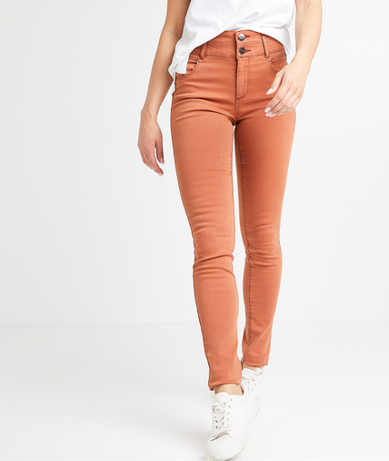 Jean slim taille haute de couleur femme PAPRIKA