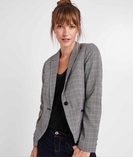 Veste de tailleur à carreaux femme GRIS