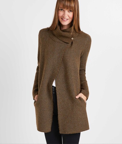 Long gilet chaud femme KAKI