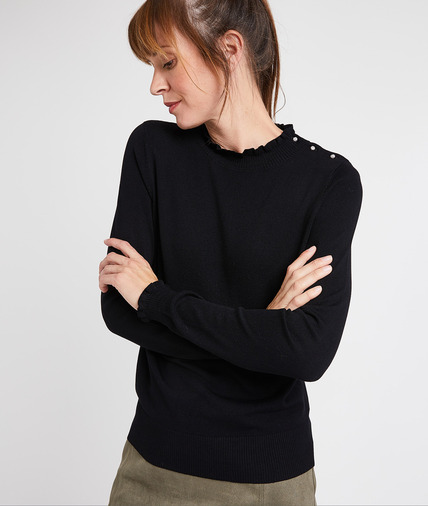 Pull noir col montant femme NOIR