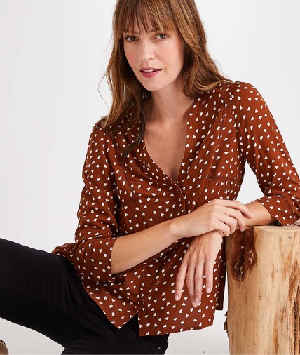 Blouse imprimée en viscose femme CAMEL