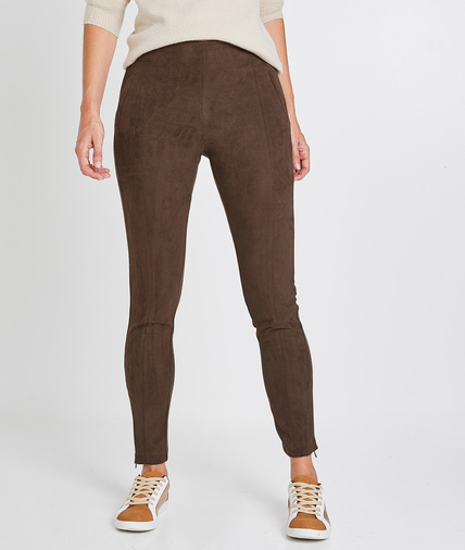 Legging en suédine chocolat femme CHOCOLAT