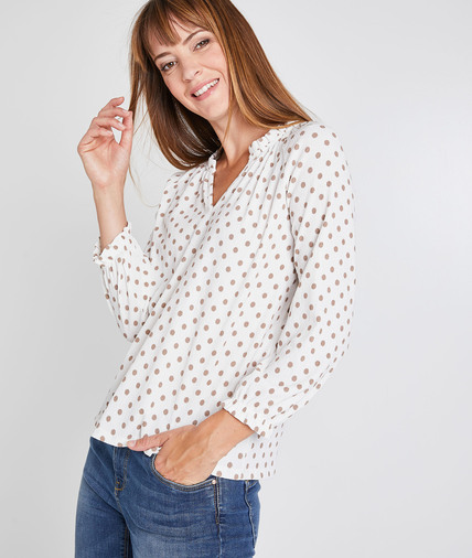 T-shirt écru à pois femme ECRU