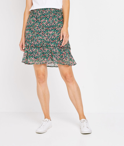 Jupe volantée imprimée femme VERT