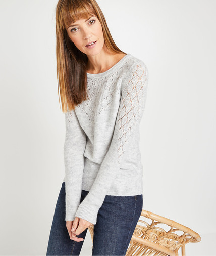 Pull doux ajouré femme GRIS