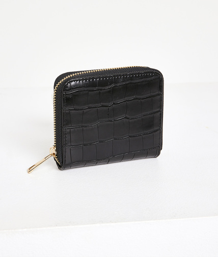 Portefeuille zippé effet croco femme NOIR