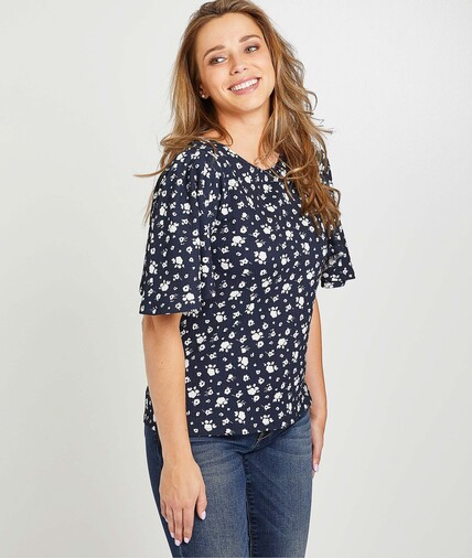 T-shirt marine fleuri femme MARINE