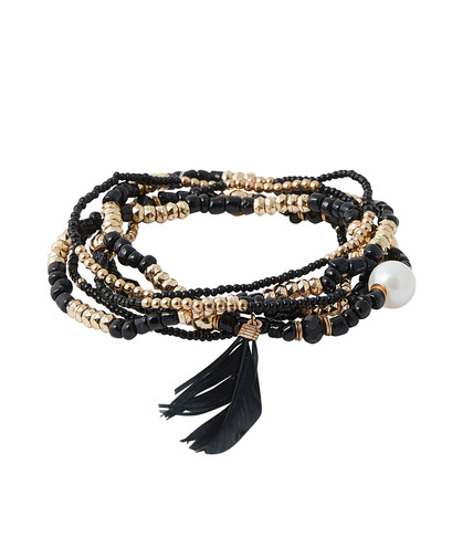 Bracelet multi rangs femme NOIR