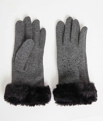 Gants en maille gris femme GRIS