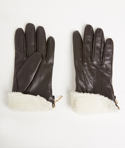 Gants en cuir doublés femme MARRON