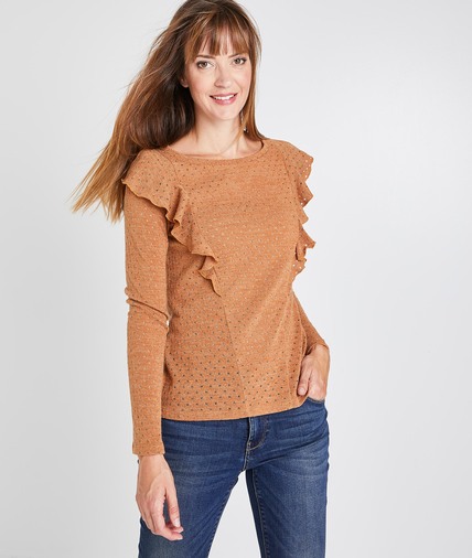 Pull à volants et pois femme CAMEL