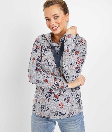 Sweat gris imprimé femme BEIGE