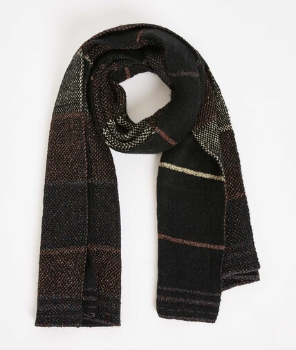 Echarpe noire rayée femme NOIR