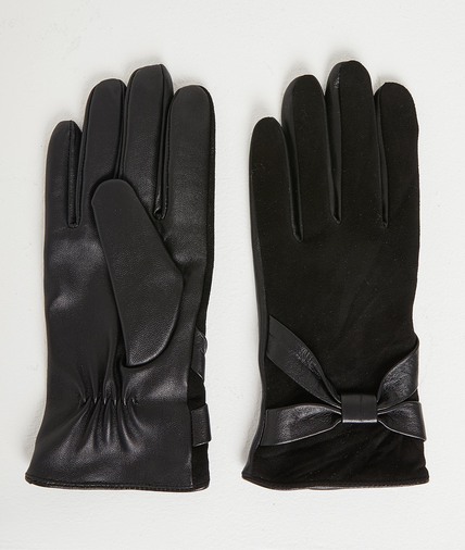 Gants bi-matières noirs femme NOIR
