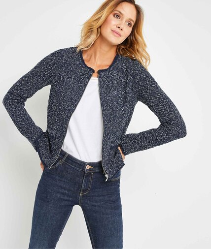Veste en maille structurée femme MARINE