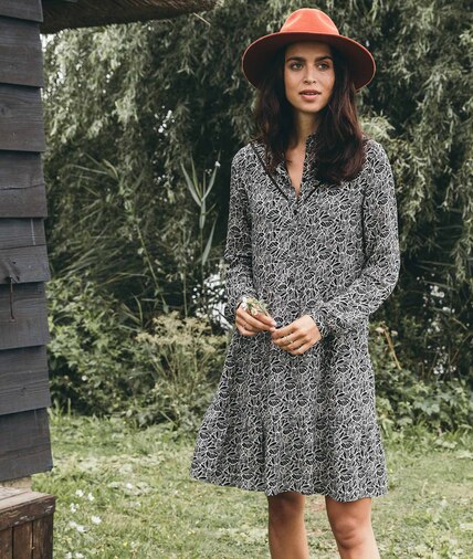 Robe imprimée noir et blanc femme NOIR