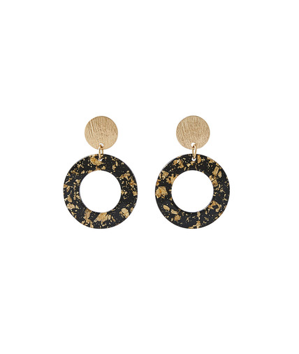 Boucles d'oreilles cercle en résine NOIR
