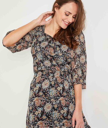 Blouse fleurie femme NOIR