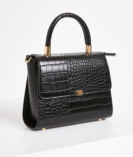 Mini sac effet croco noir femme NOIR