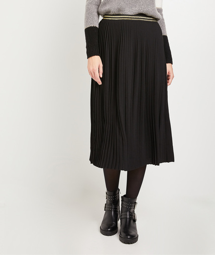 Jupe plissée noire femme NOIR