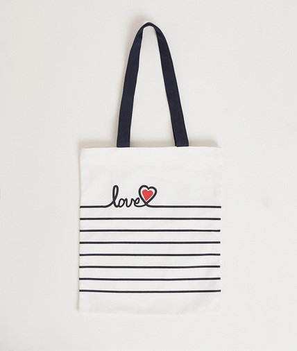 Tote bage imprimé en coton femme ECRU