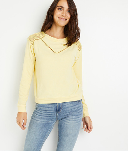 T-shirt jaune à manches longues femme JAUNE