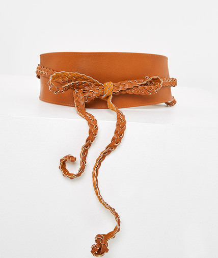 Ceinture large à nouer femme CAMEL