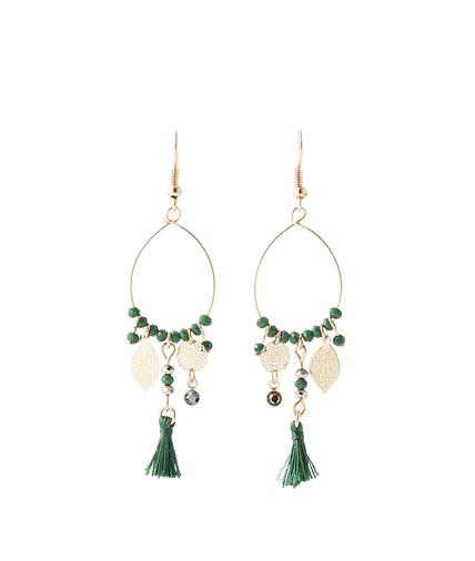 Boucles d'oreilles pendantes pampilles VERT