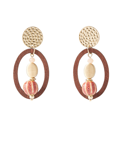 Boucles d'oreilles pendantes bois VERT
