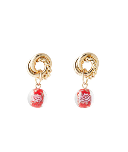Boucles d'oreilles perles de verre ROUGE