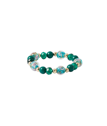 Bracelet élastique perles de verre VERT