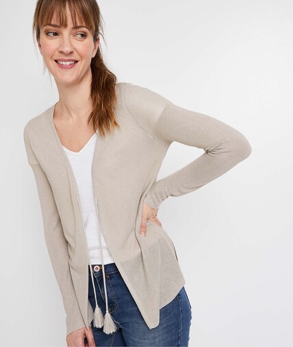 Gilet court uni brillant femme BEIGE