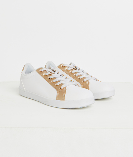 Baskets blanches et or femme BLANC