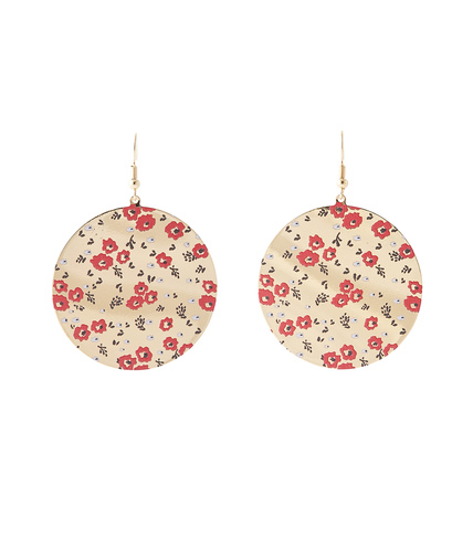 Boucles d'oreilles imprimé fleuri ROUGE