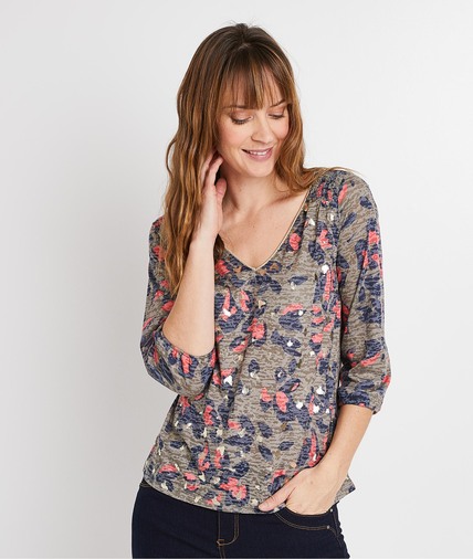 T-shirt rose et kaki femme KAKI