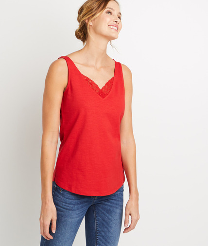 Débardeur uni en coton bio femme ROUGE