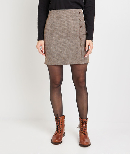 Jupe courte jacquard femme MARRON