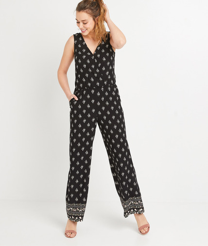 Combi-pantalon imprimée femme NOIR