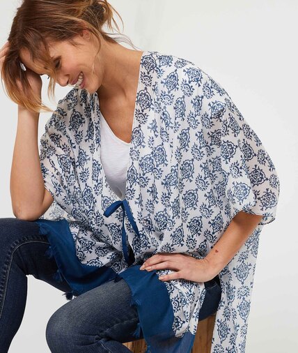 Paréo bleu imprimé femme BLEU