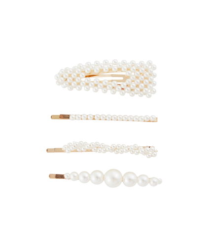 Set de 4 barettes avec perles imitation PERLE