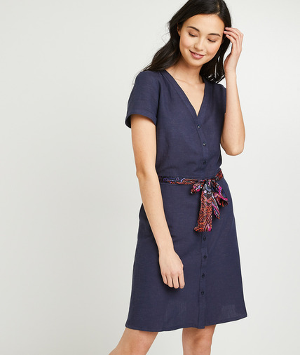 Robe ceinture fleurie femme MARINE