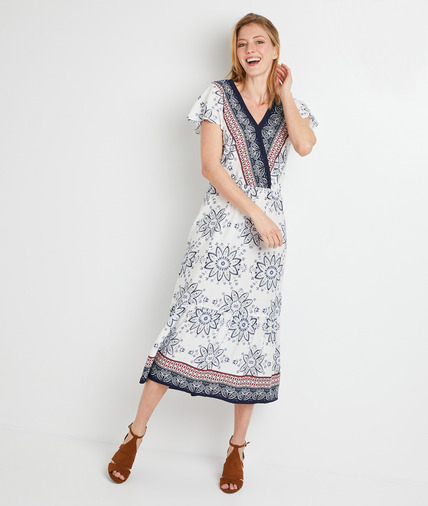 Robe longue imprimée femme ECRU