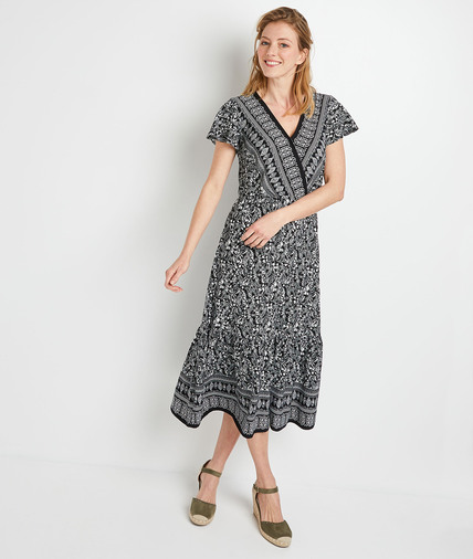 Robe longue imprimée femme NOIR