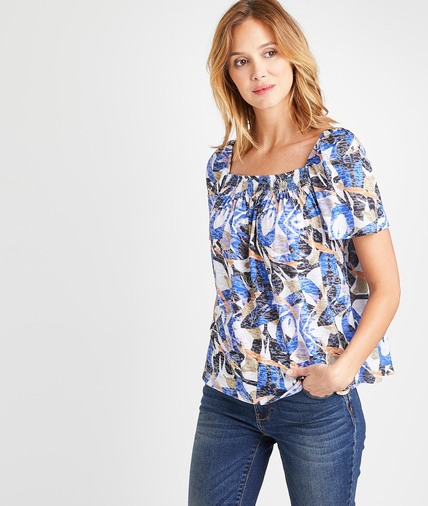 T-shirt imprimé manches ballons femme VIOLET