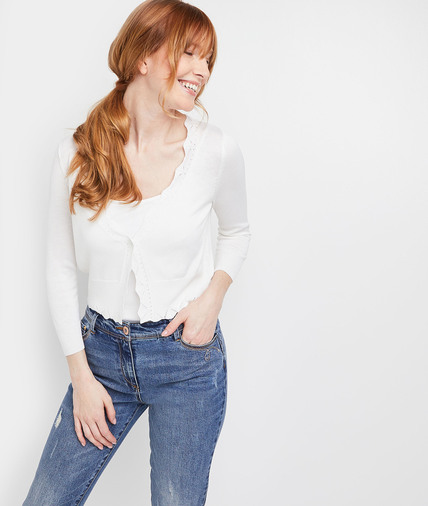 Gilet court blanc boutonné femme BLANC