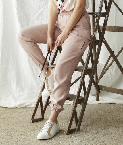 Pantalon rose élastiqué femme ROSE