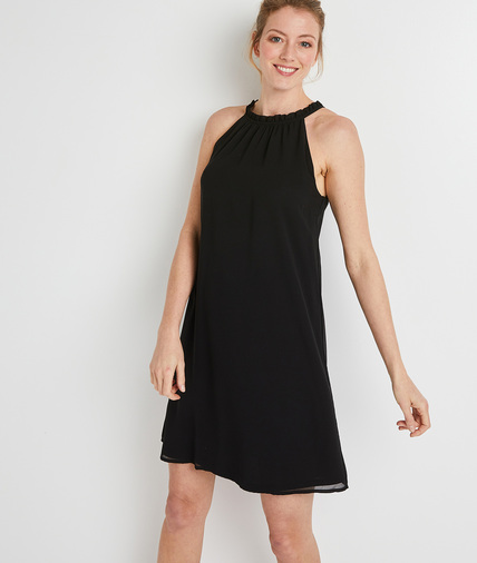 Robe en voile suspendue unie femme NOIR
