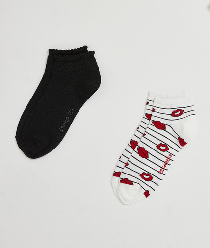 Lot de deux paires de socquettes femme BLANC